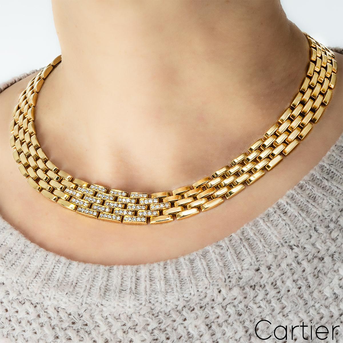 Cartier Gelbgold Maillon Panthere Diamant-Halskette Damen im Angebot