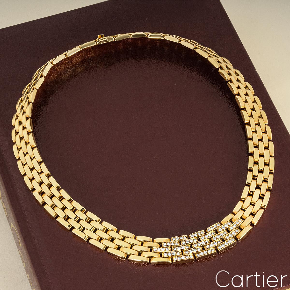 Cartier Gelbgold Maillon Panthere Diamant-Halskette im Angebot 1