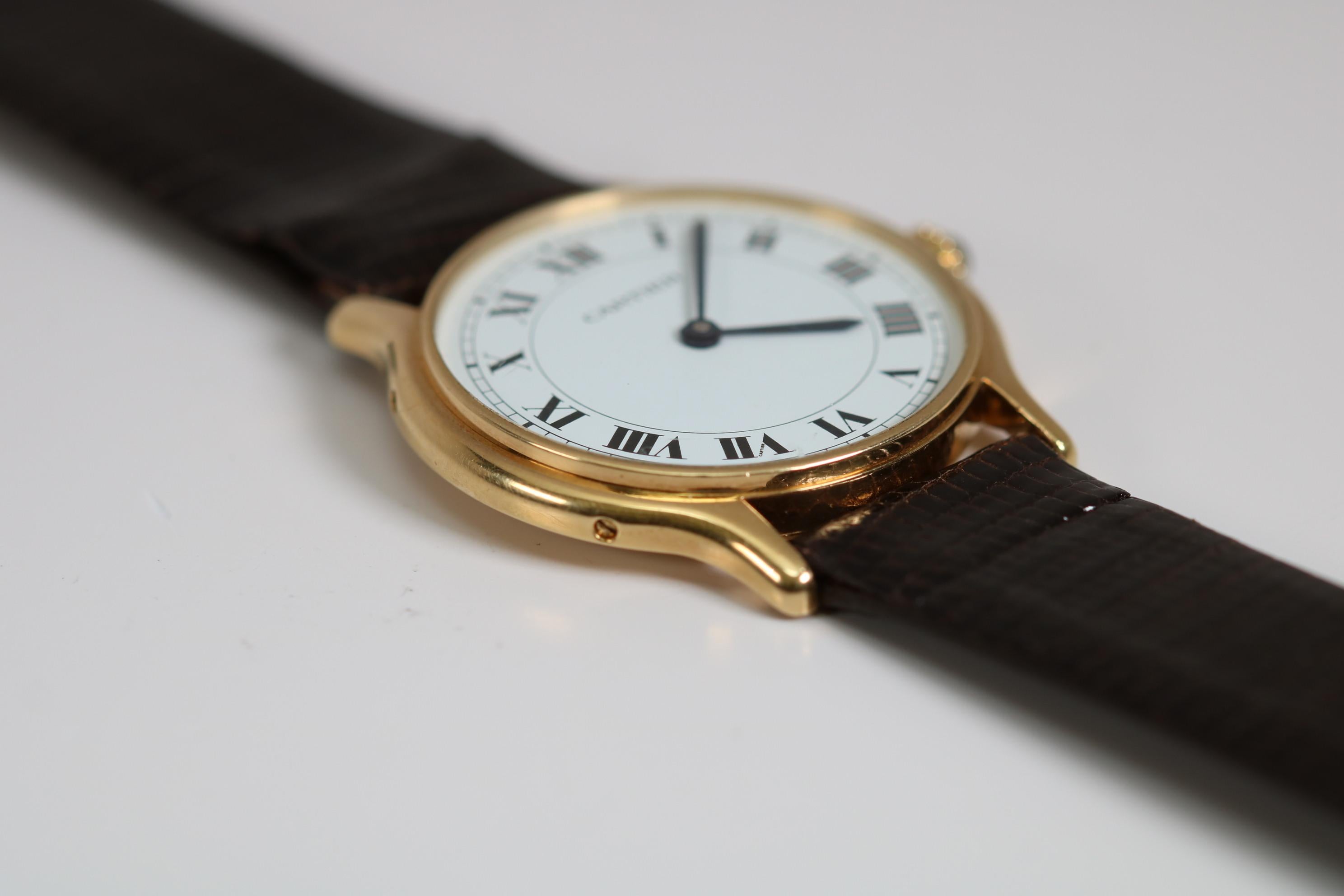 Vintage Cartier Paris 18k Yellow Gold Manual Wind Lady's Wristwatch circa 1980s 1