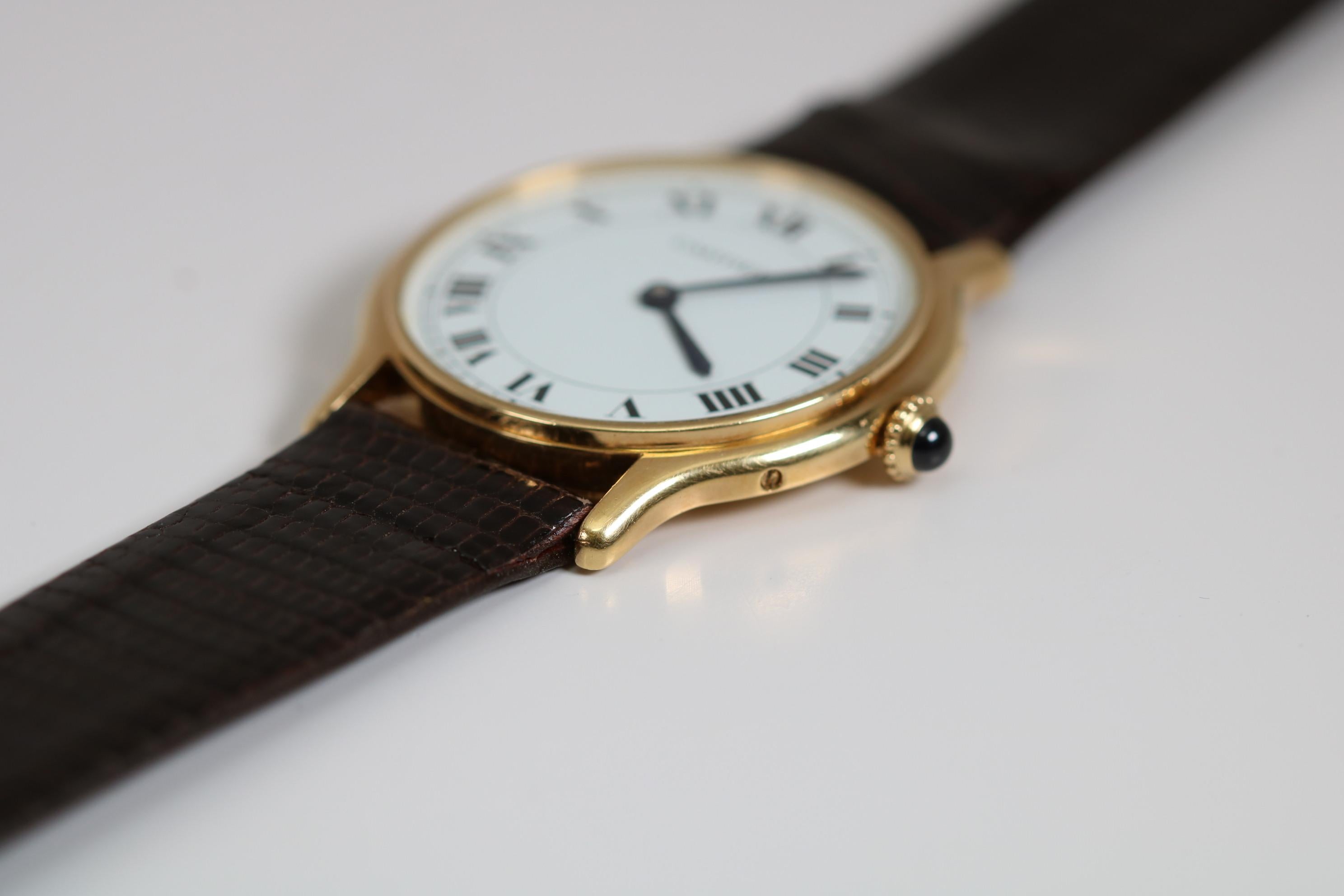 Vintage Cartier Paris 18k Yellow Gold Manual Wind Lady's Wristwatch circa 1980s 2