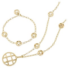 Cartier Set aus Halskette und Armband aus Gelbgold Pasha aus Perlmutt und Perlmutt