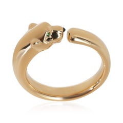 Cartier Yellow Gold Onyx and Tsavorite Small Model Panthere de Cartier Ring