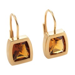 Cartier Yellow Gold Orange Citrine Dangle Earrings