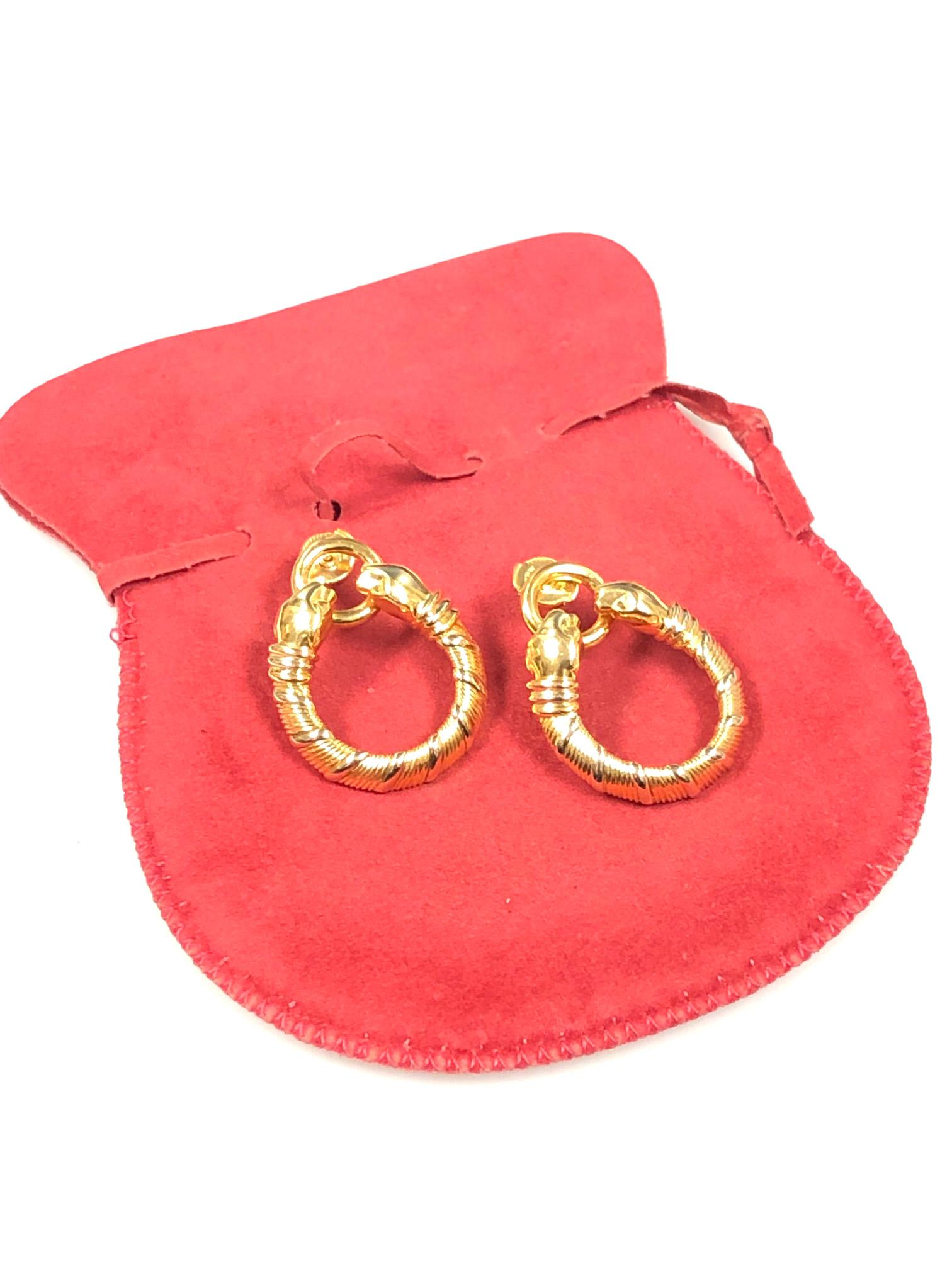 Women's Cartier Yellow Gold Panther Hoop Earrings