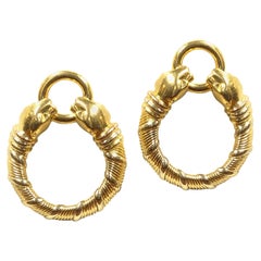 Cartier Yellow Gold Panther Hoop Earrings