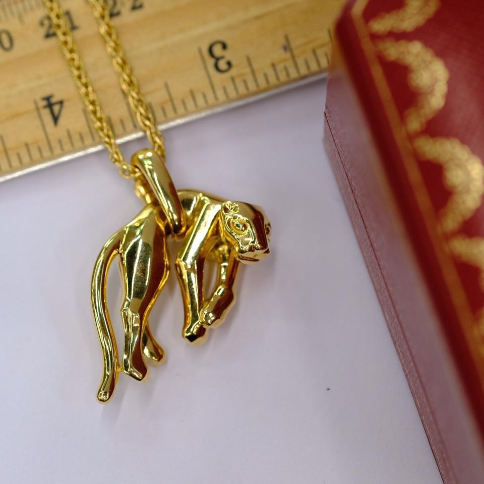 Marquise Cut Cartier 18K Yellow Gold Panthère Pendant Chain Necklace