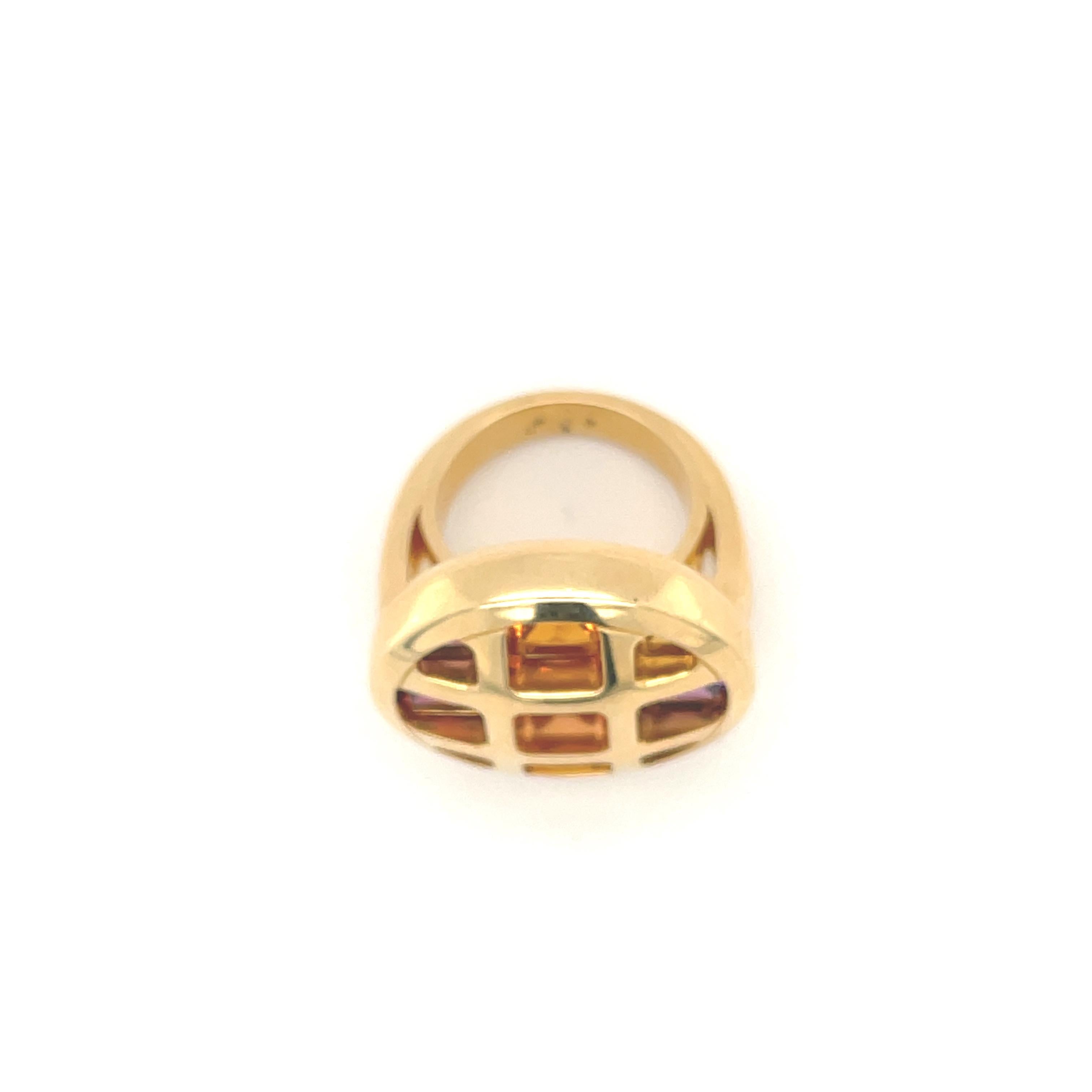 Cartier 18K Yellow Gold Pasha Gemstone Ring.  Size 5.25.  Multi Stone. Stamped Cartier 750