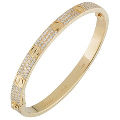 Cartier Yellow Gold Pave Diamond Love Bracelet N6035018