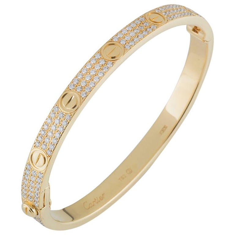 Cartier Gelbgold Pave Diamond Love Armband N6035018 bei 1stDibs