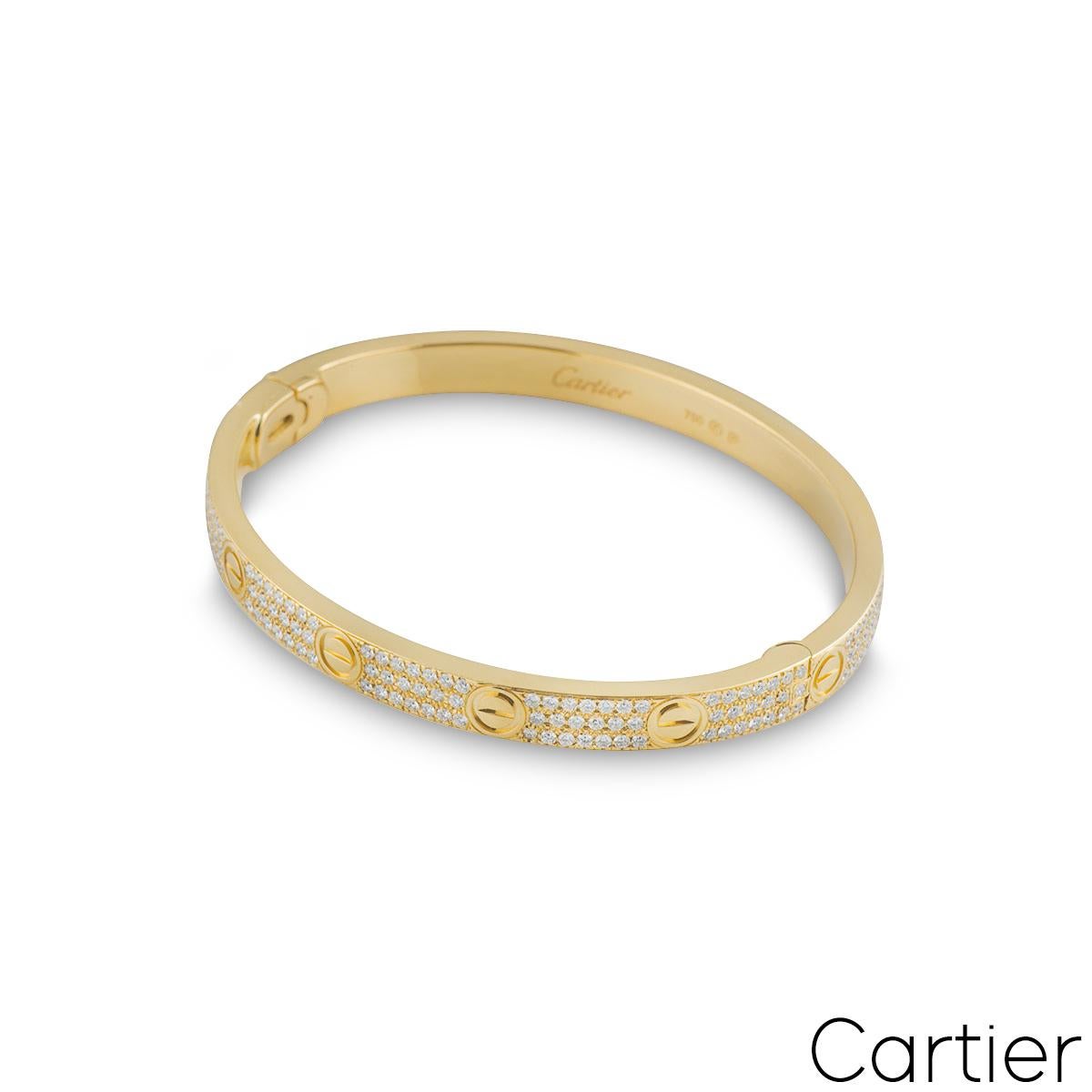 Cartier Love-Armband aus Gelbgold mit Pavé-Diamanten N6035016 im Zustand „Hervorragend“ in London, GB