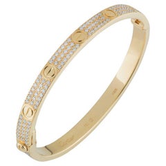 Cartier Yellow Gold Pave Diamond Love Bracelet N6035016