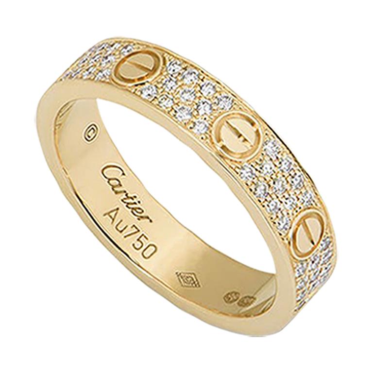 Cartier Yellow Gold Pave Diamond Love Ring
