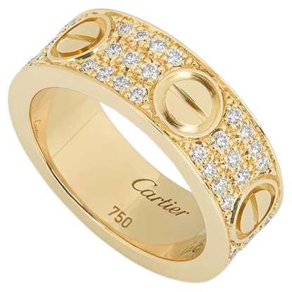 Cartier Yellow Gold Pave Diamond Love Ring