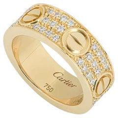 Vintage Cartier Yellow Gold Pave Diamond Love Ring