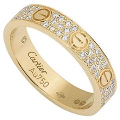 Cartier Yellow Gold Pave Diamond Love Wedding Ring Size 57 B4083300