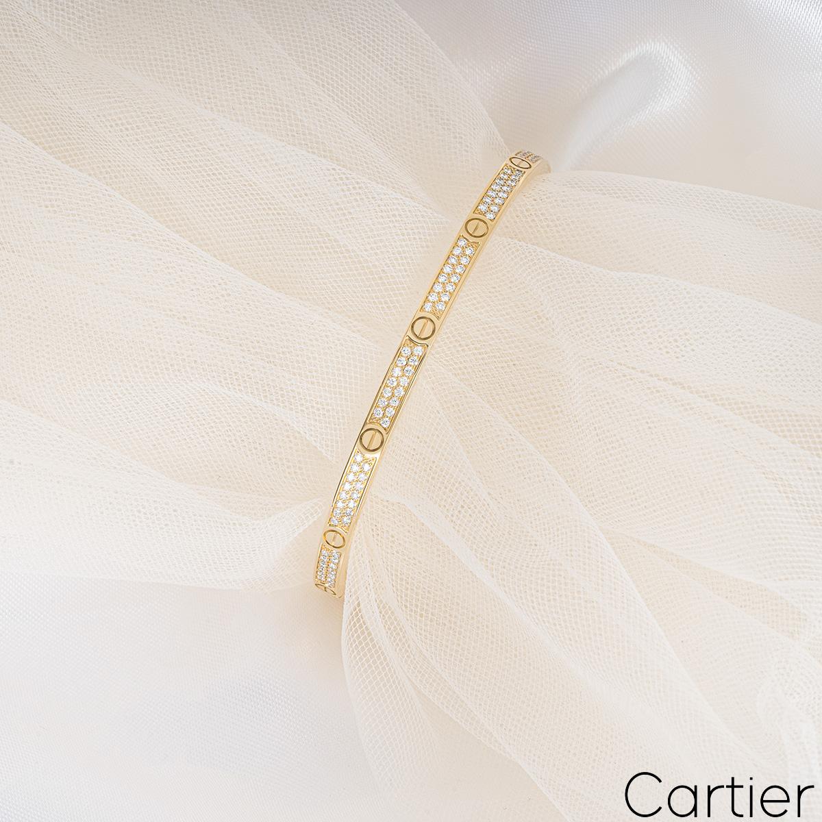 Cartier Yellow Gold Pave Diamond SM Love Bracelet 2