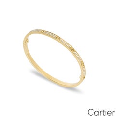 Cartier Yellow Gold Pave Diamond SM Love Bracelet Size 17 N6710617