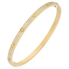 Cartier Yellow Gold Pave Diamond SM Love Bracelet Size 17 N6710617