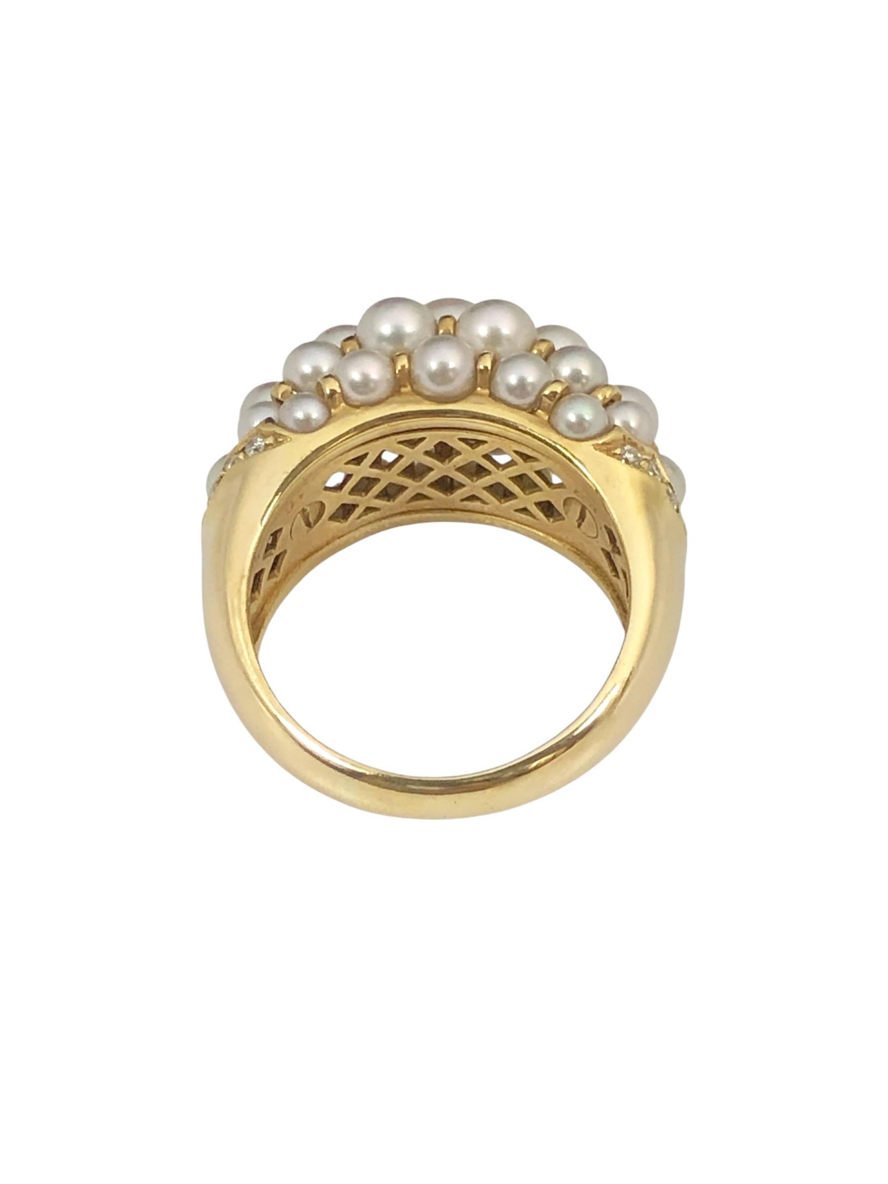Anello Bombay Dome con perle e diamanti in oro giallo di Cartier in vendita 2