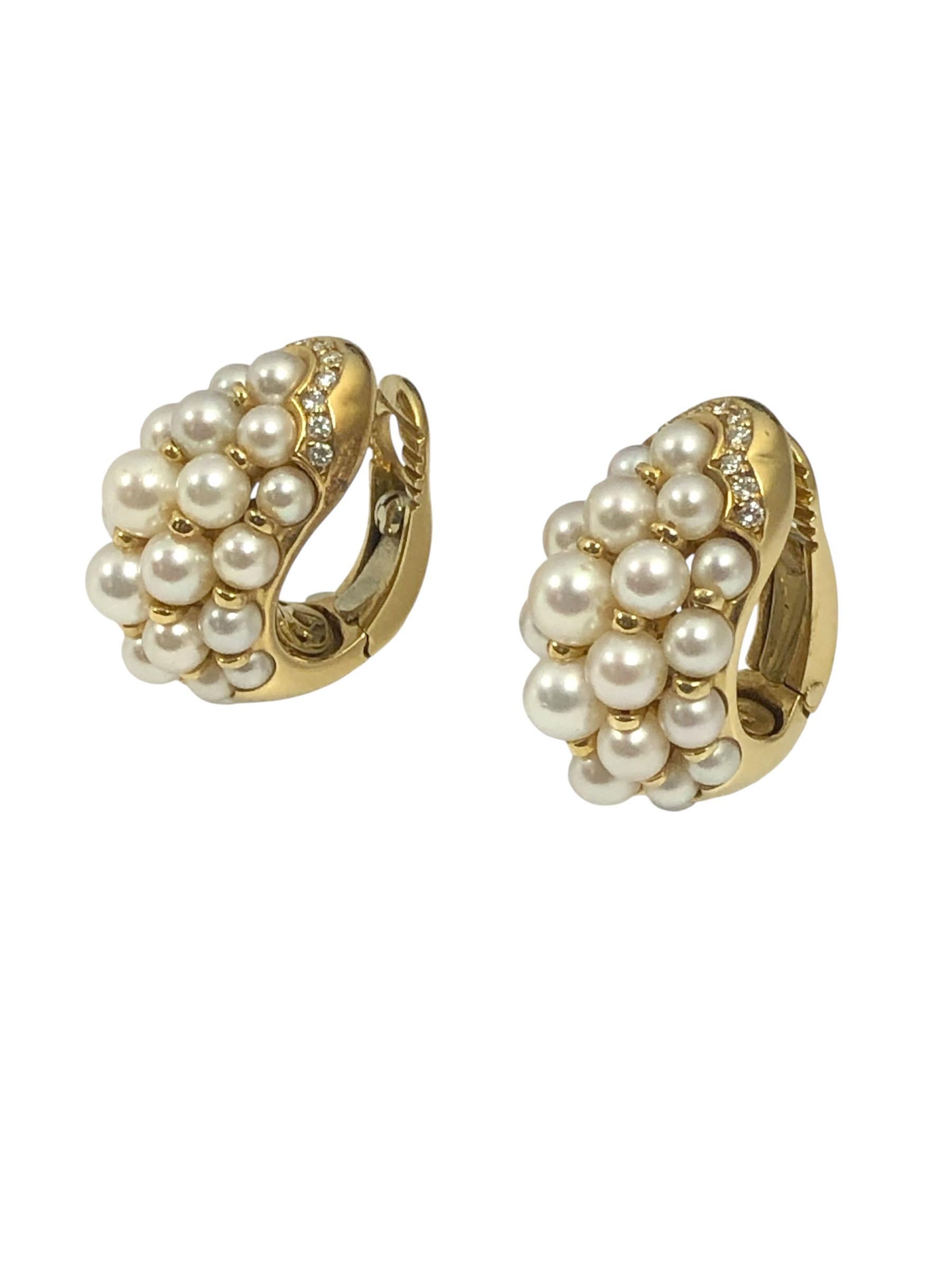 Orecchini Bombay con perle e diamanti in oro giallo di Cartier In condizioni ottime in vendita a Chicago, IL