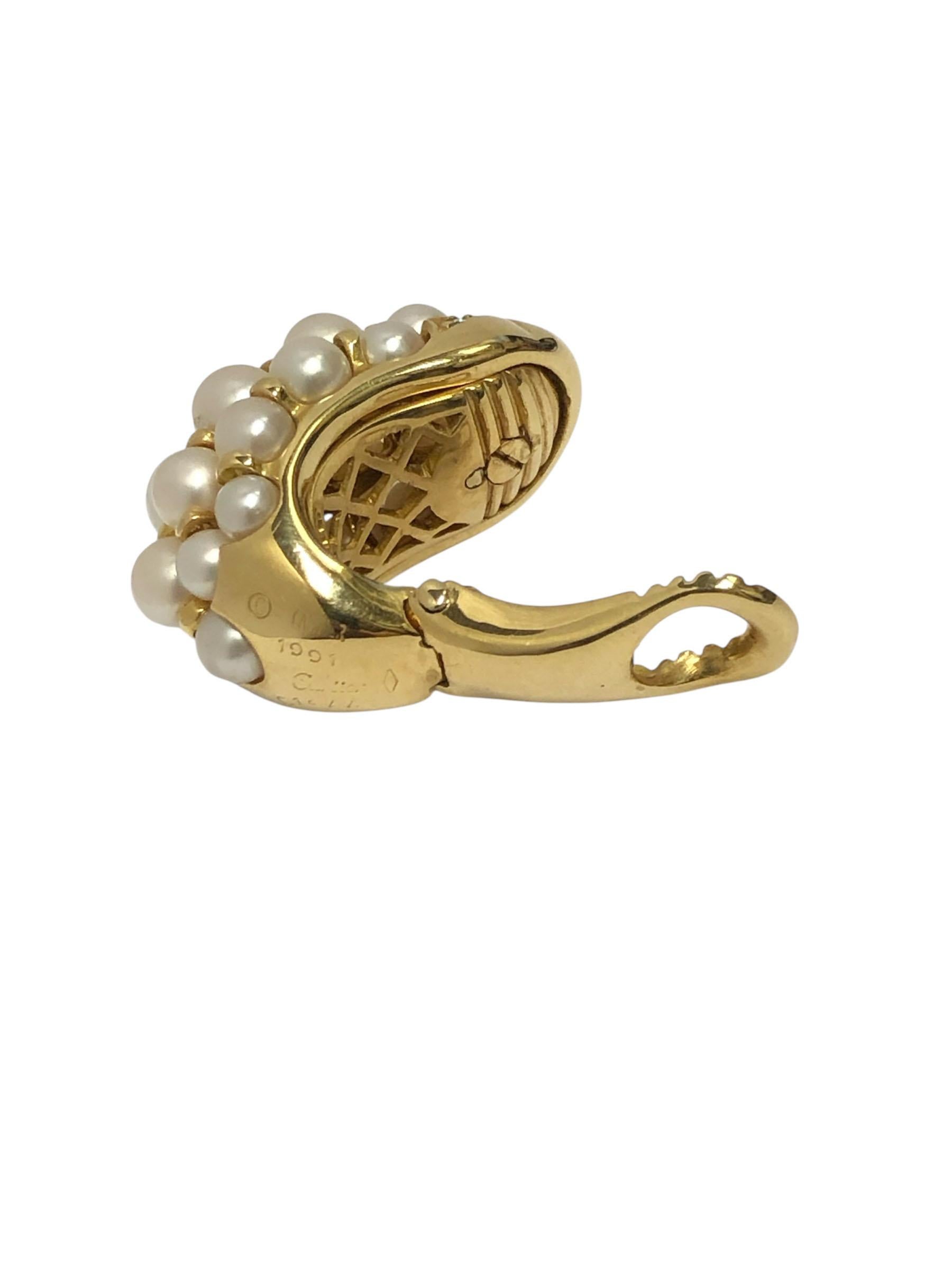 Donna Orecchini Bombay con perle e diamanti in oro giallo di Cartier in vendita