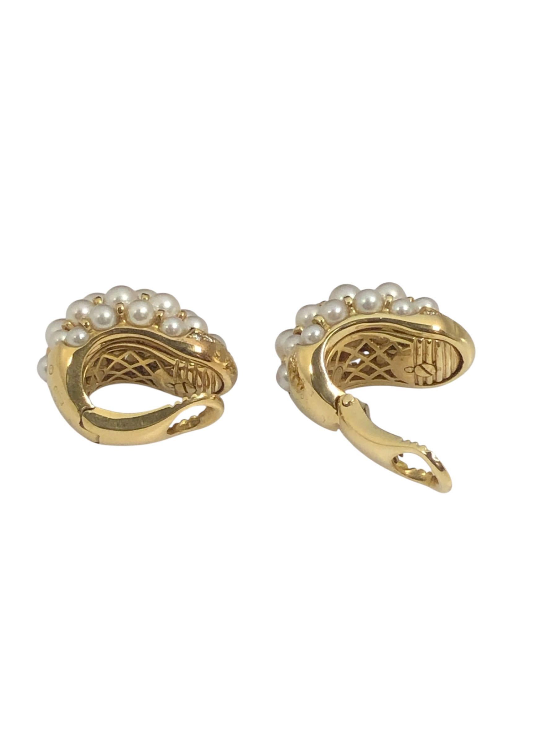 Orecchini Bombay con perle e diamanti in oro giallo di Cartier in vendita 1