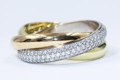 Cartier Yellow Gold Pink Gold White Gold Trinity De 3 Bands Diamonds Ring