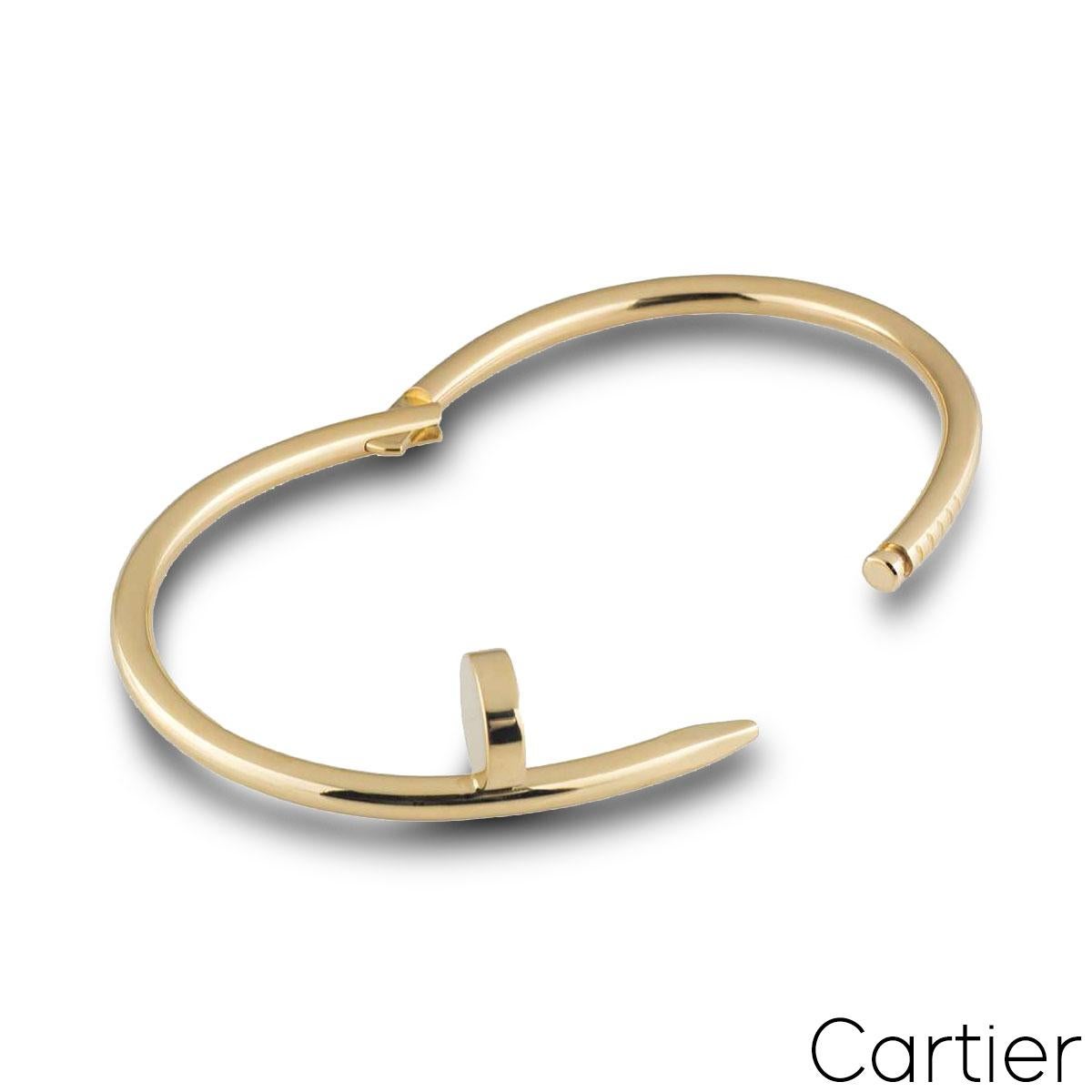 Cartier Yellow Gold Plain Juste Un Clou Bracelet Size 17 B6048217 In Excellent Condition For Sale In London, GB
