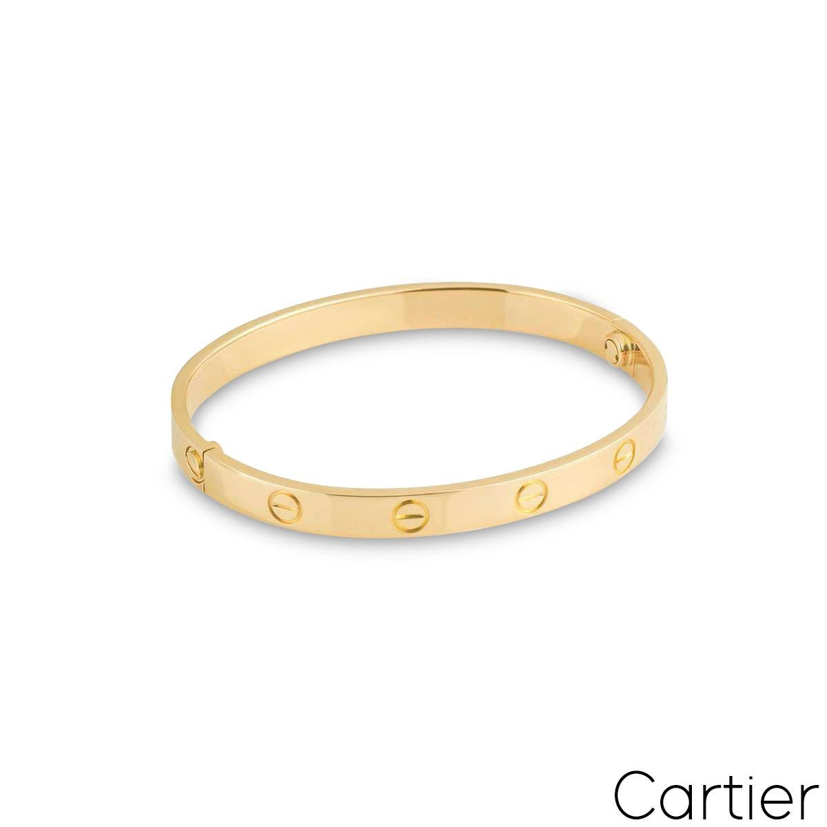 Cartier Yellow Gold Plain Love Bracelet Size 16 B6035516 In Excellent Condition In London, GB