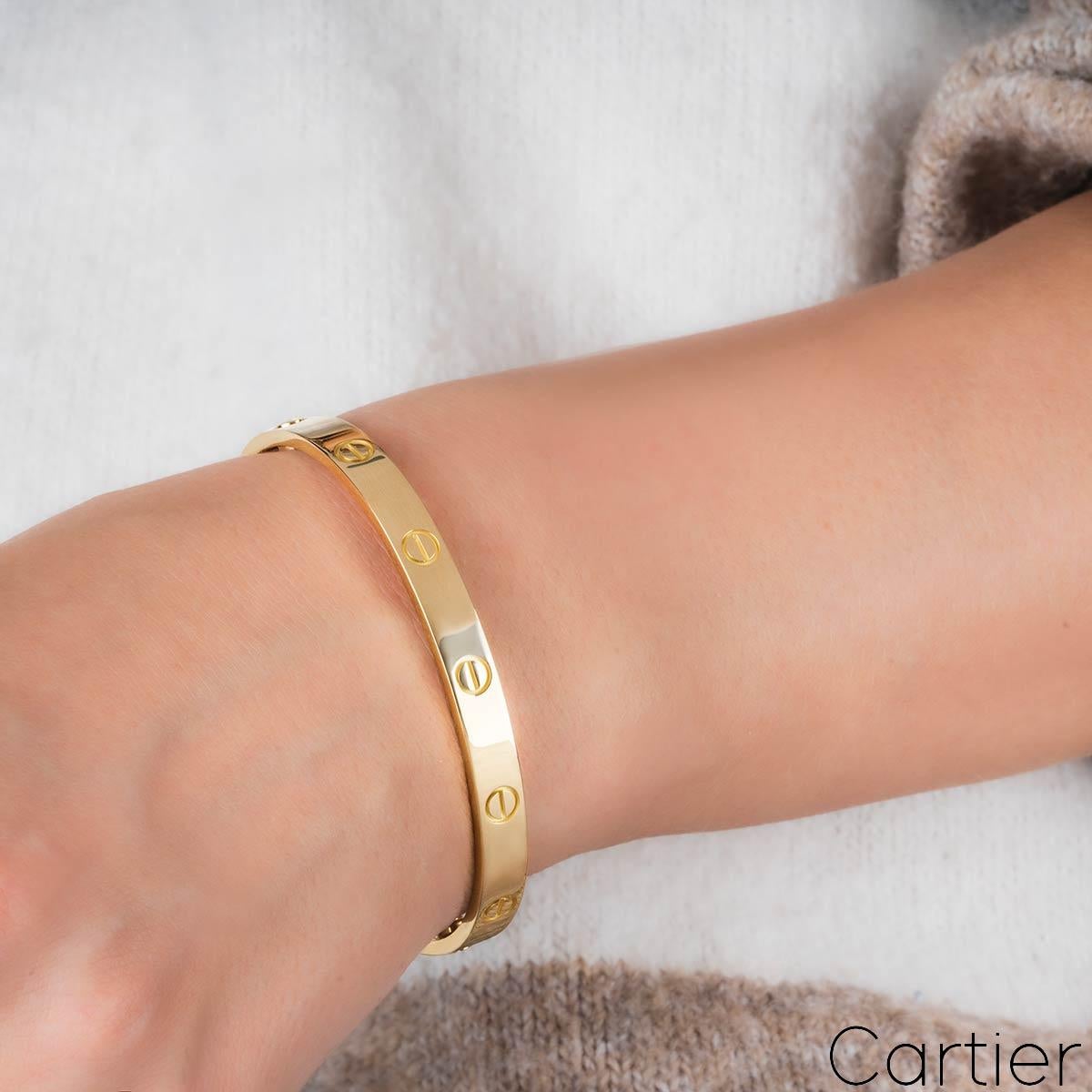 Women's or Men's Cartier Yellow Gold Plain Love Bracelet Size 16 B6035516
