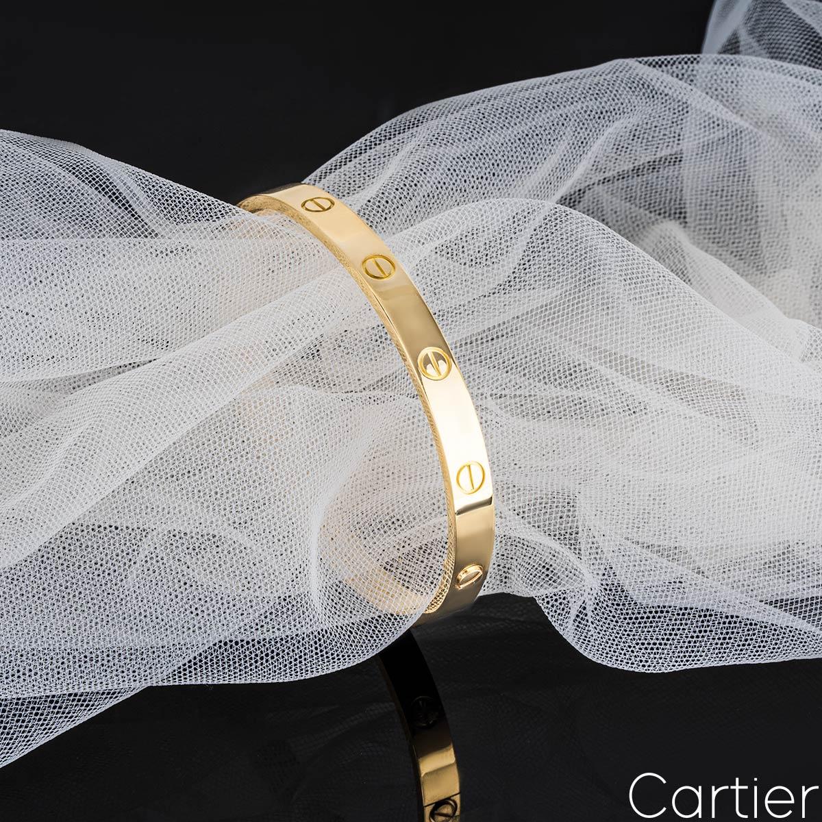 Cartier Yellow Gold Plain Love Bracelet Size 16 B6035516 1