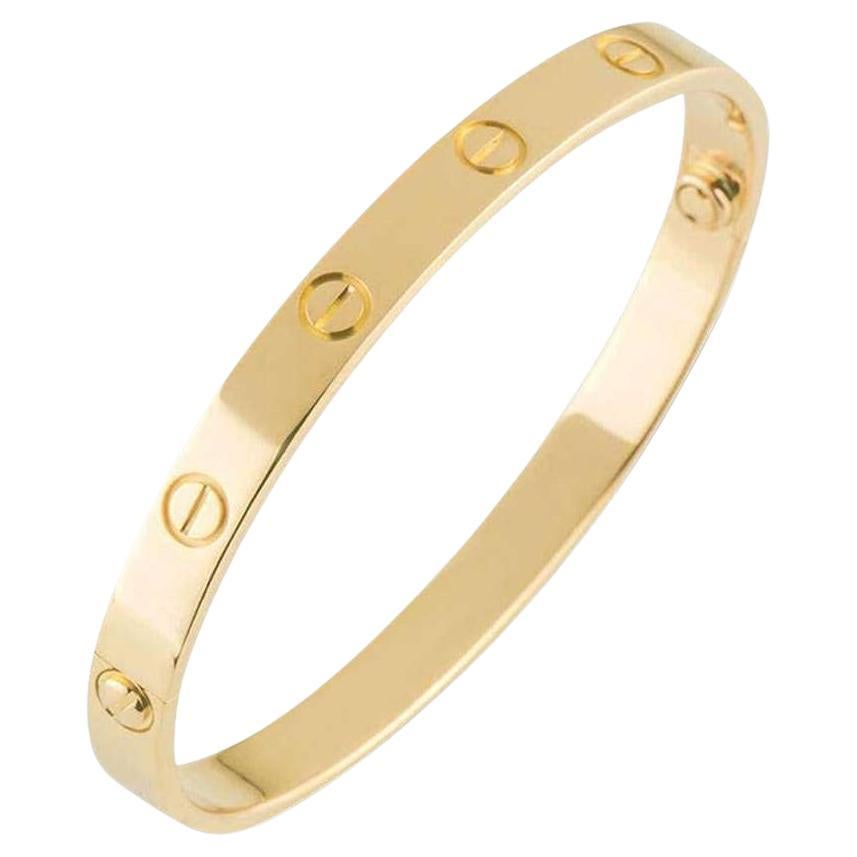 Cartier Yellow Gold Plain Love Bracelet Size 18 B6035518 For Sale