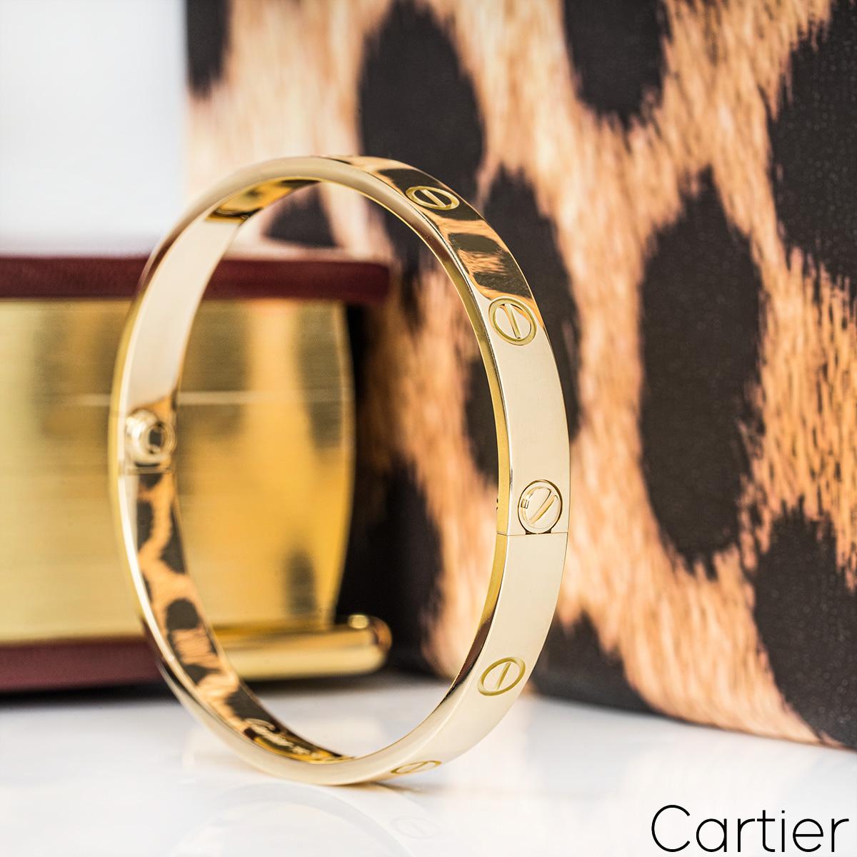 Cartier Yellow Gold Plain Love Bracelet Size 21 B6035521 For Sale 1