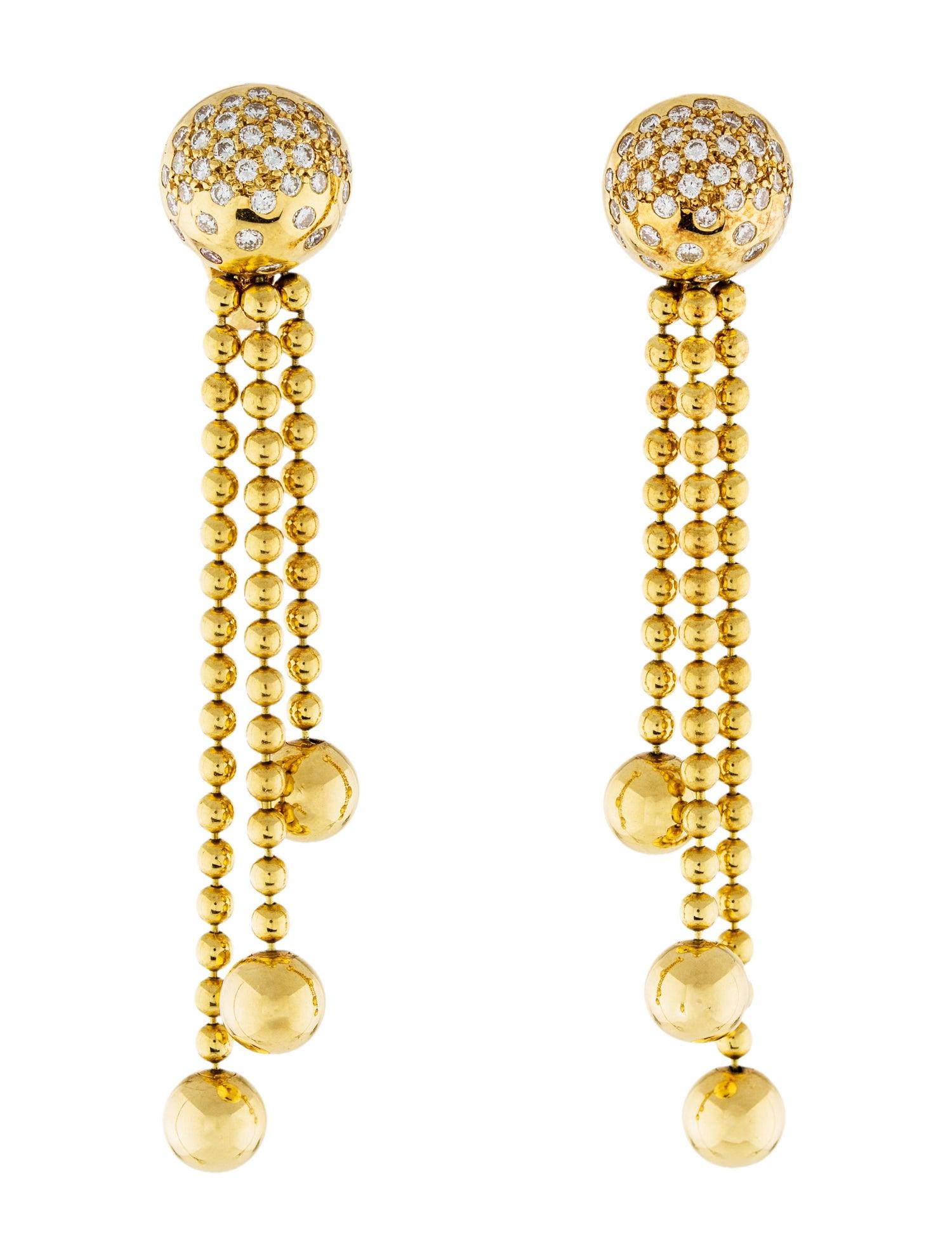 Modern Cartier Yellow Gold Pluie De Diamants Drop Dangle Earrings