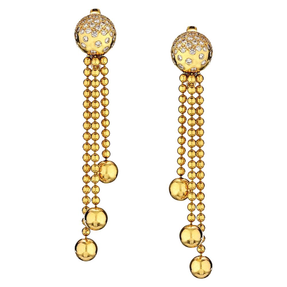 Cartier Yellow Gold Pluie De Diamants Drop Dangle Earrings