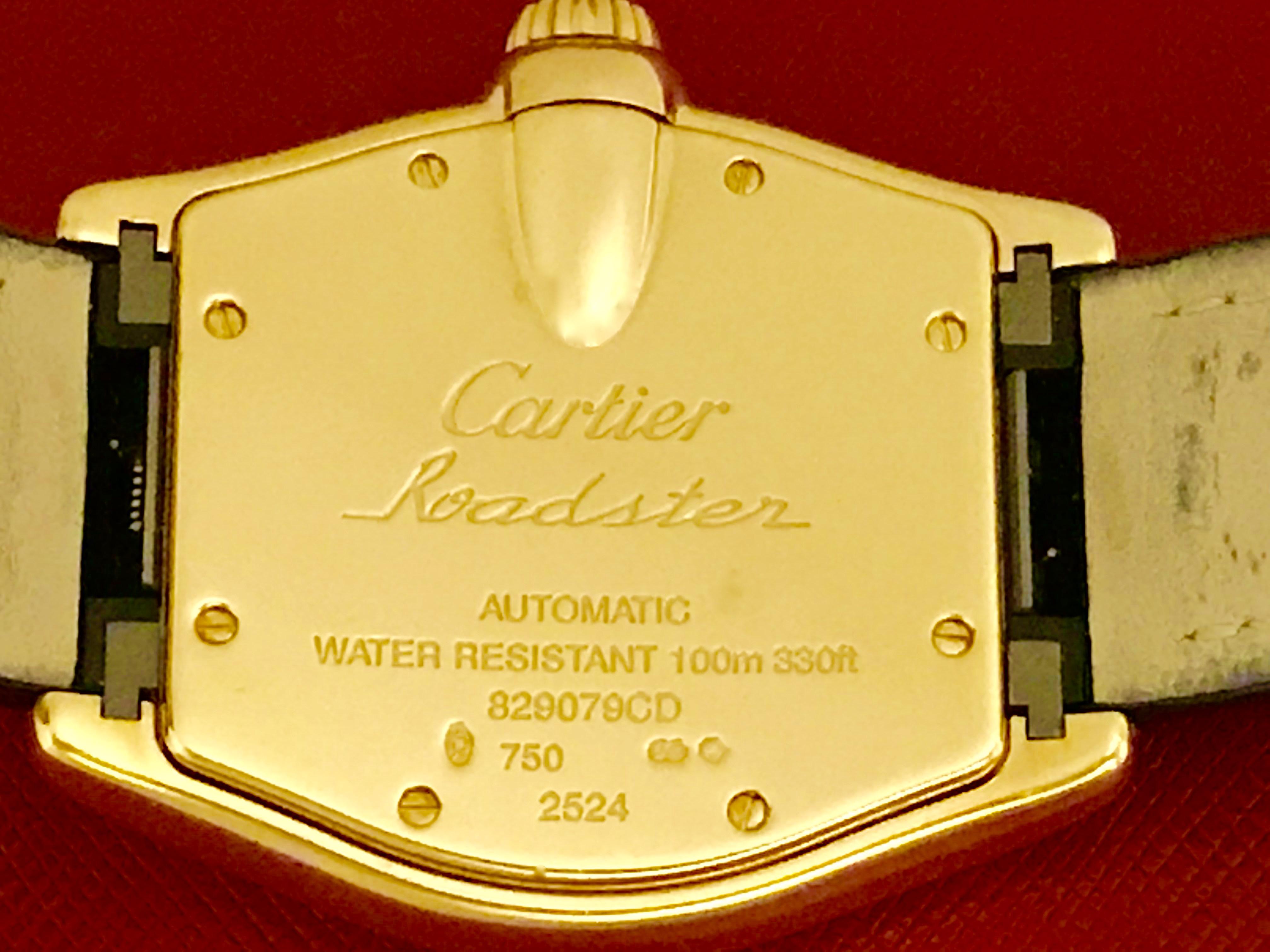 Men's Cartier Yellow Gold Roadster Automatic Wristwatch Ref W62002Y2 For Sale
