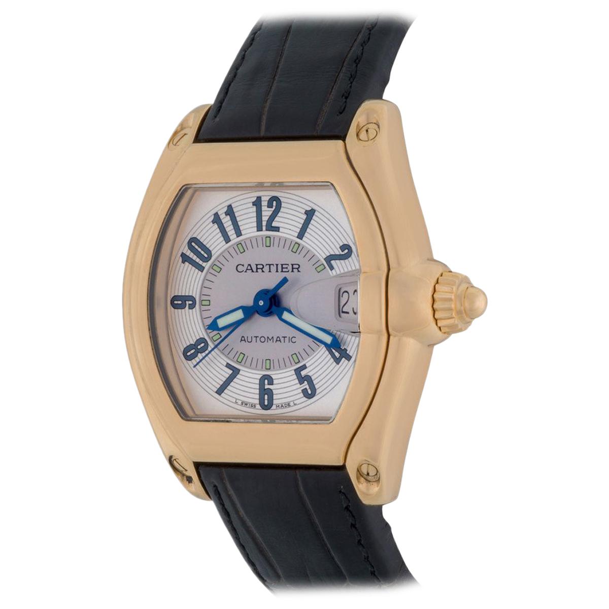 Cartier Yellow Gold Roadster Automatic Wristwatch Ref W62002Y2 For Sale
