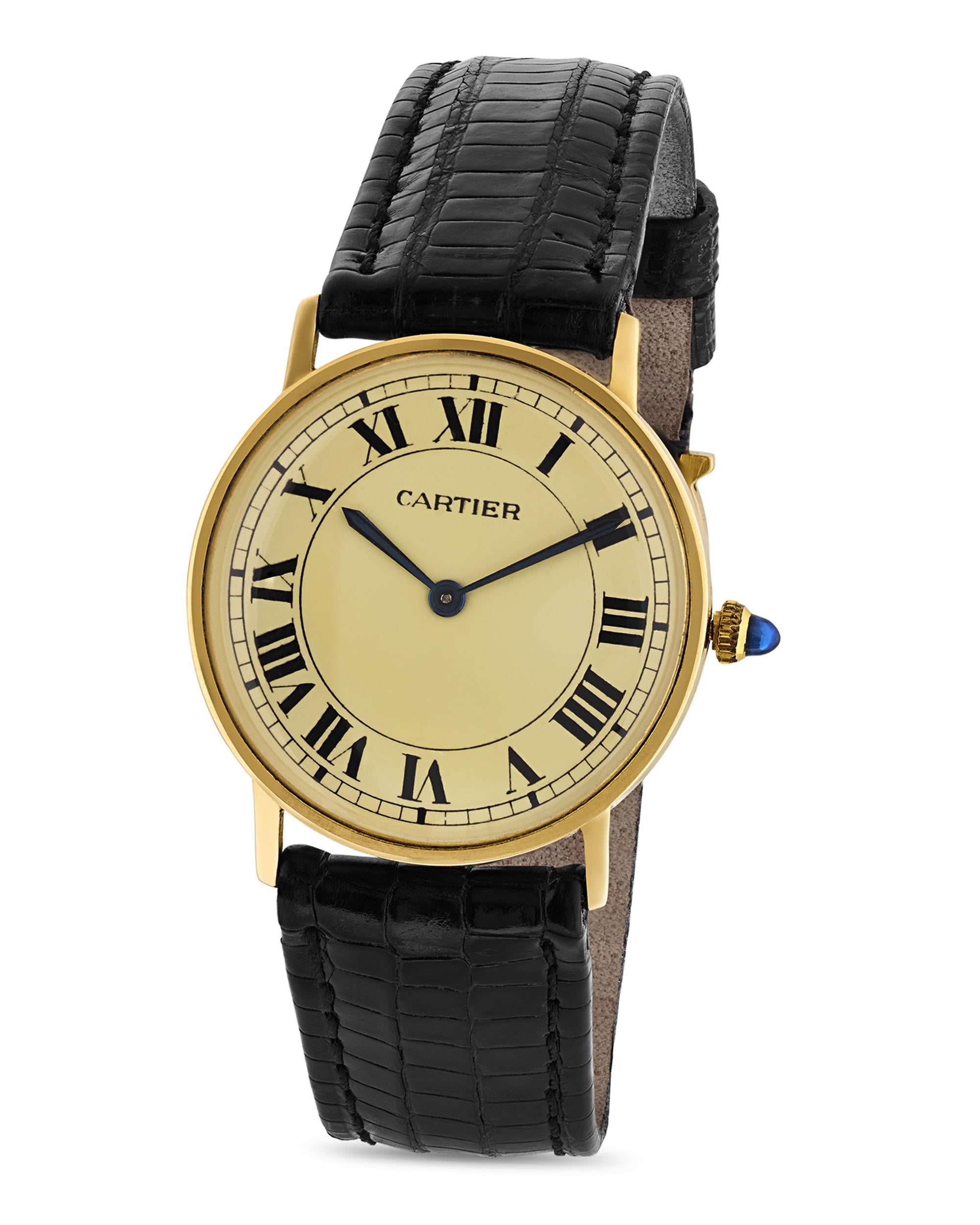 Cartier Yellow Gold Ronde Wristwatch In Excellent Condition For Sale In New Orleans, LA
