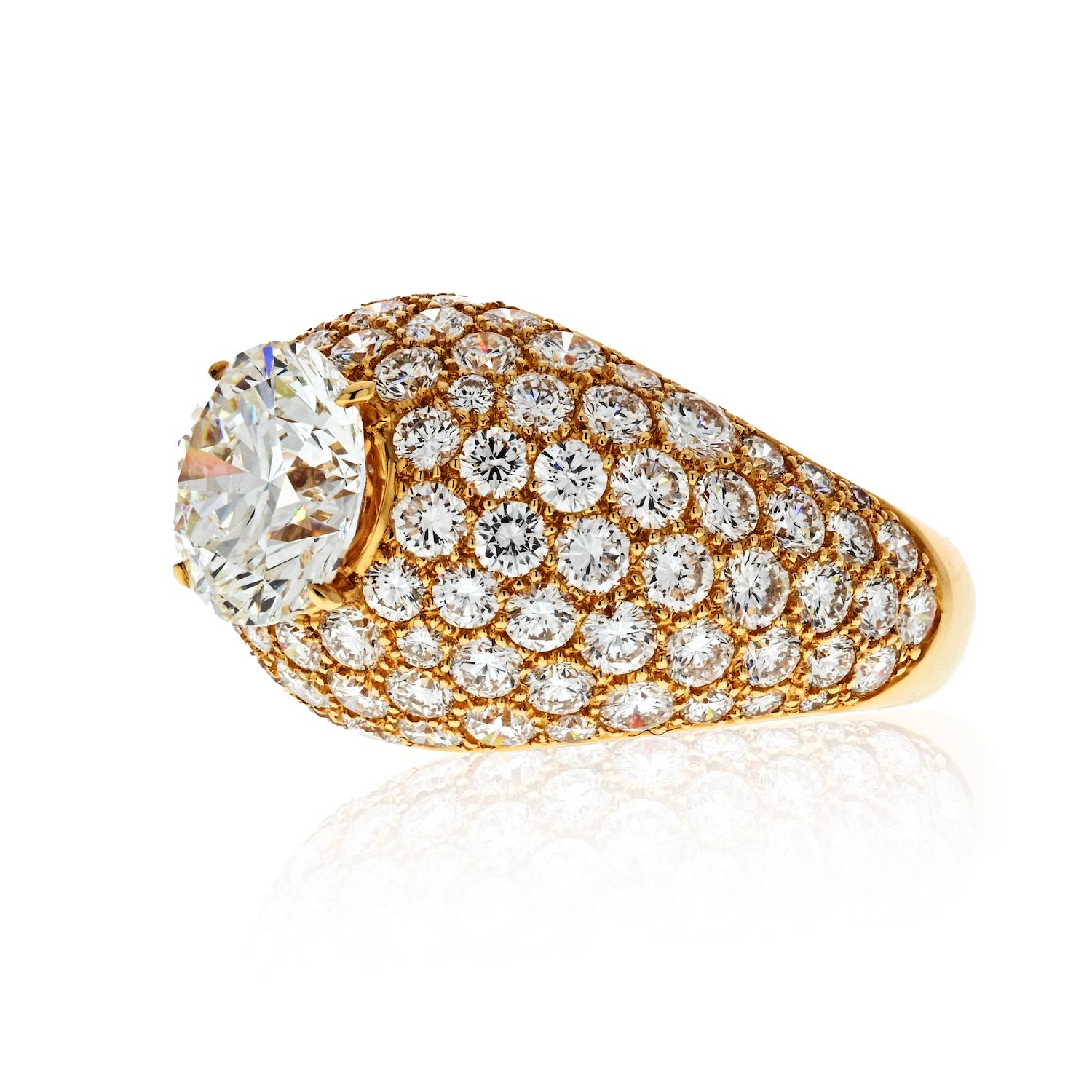 Cartier Yellow Gold Round Cut Diamond Engagement Ring 3 Carat 2