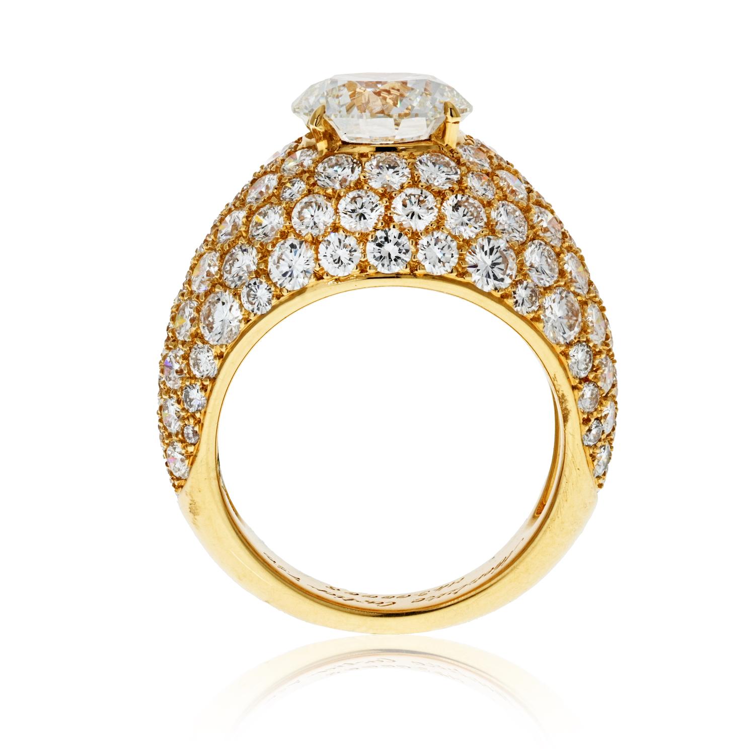 Cartier Yellow Gold Round Cut Diamond Engagement Ring 3 Carat 3