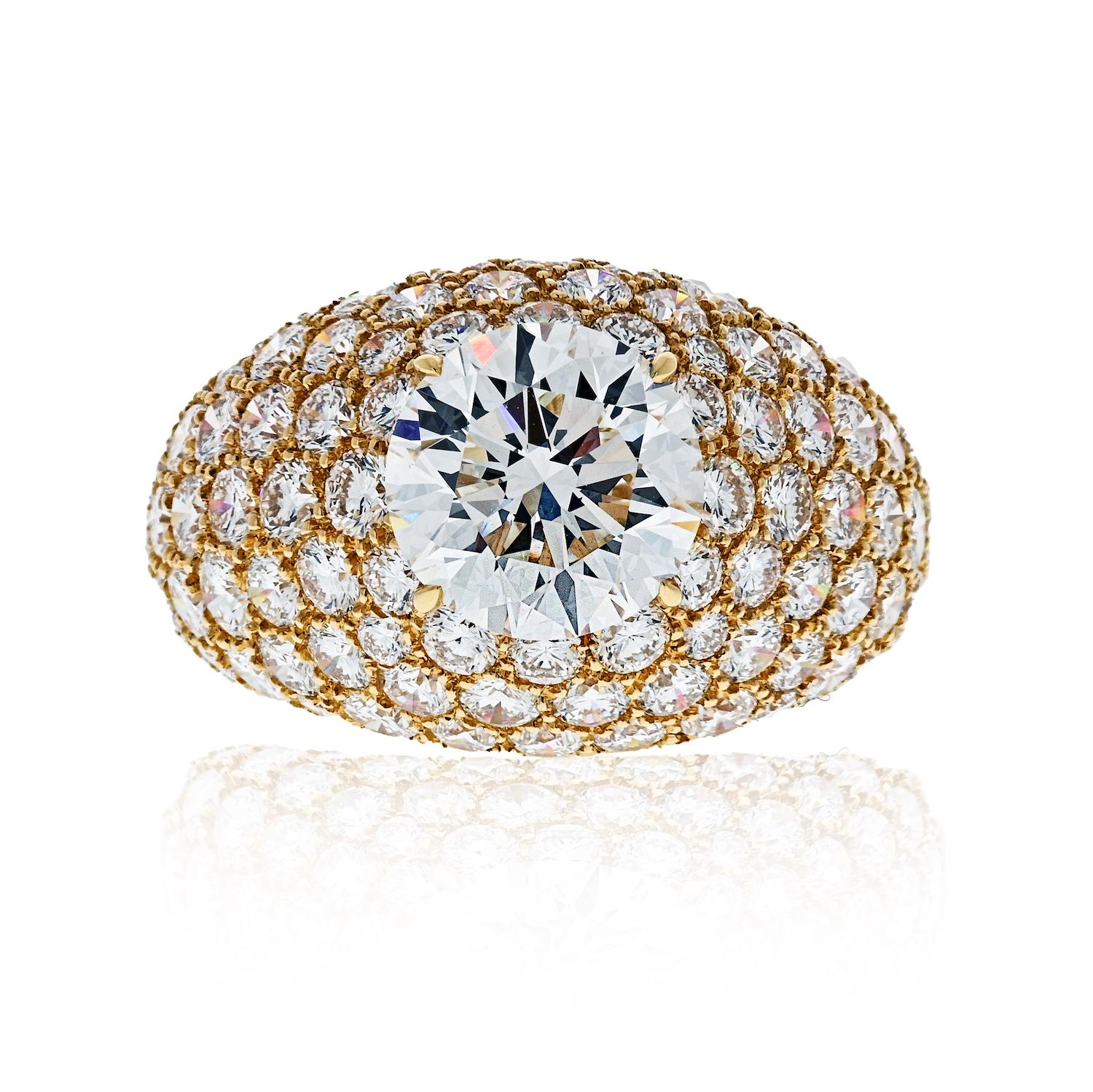 Women's Cartier Yellow Gold Round Cut Diamond Engagement Ring 3 Carat