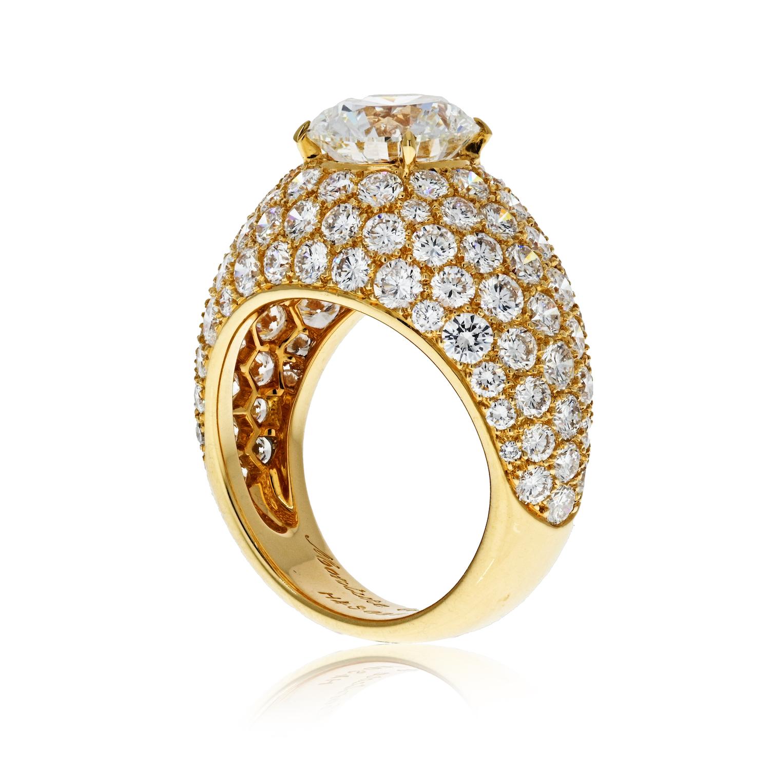 Cartier Yellow Gold Round Cut Diamond Engagement Ring 3 Carat 1