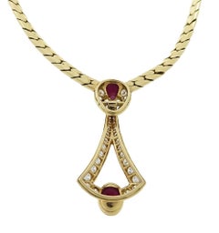 Cartier Yellow Gold Ruby and Diamond Necklace