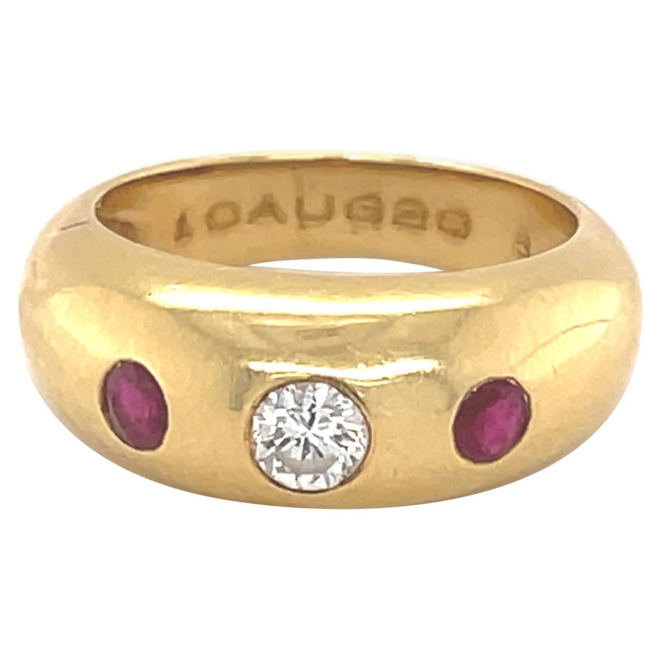 Cartier Yellow Gold Ruby Diamond Ring For Sale