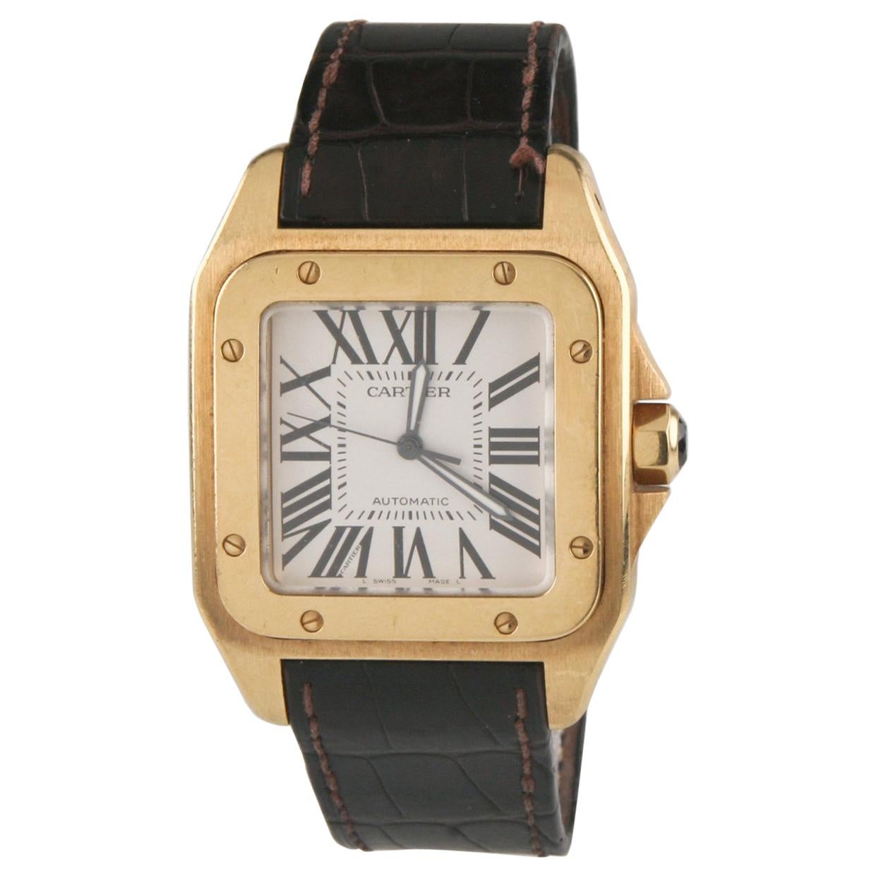 Cartier Yellow Gold Santos 100 Automatic Wristwatch Ref 2657