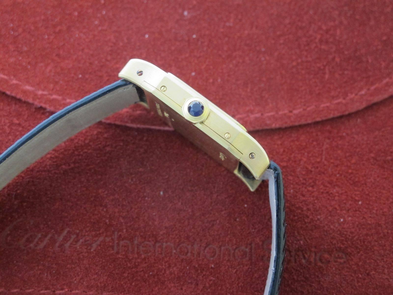 Women's or Men's Cartier Yellow Gold Santos Midsize Manual Wind Wristwatch