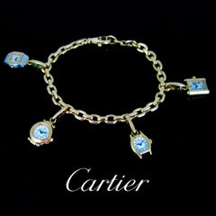 Cartier Yellow Gold Santos Tortue Pasha Tank Watch Charm Link Bracelet