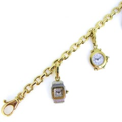Cartier Yellow Gold Santos Tortue Pasha Tank Watch Charm Link Chain Bracelet