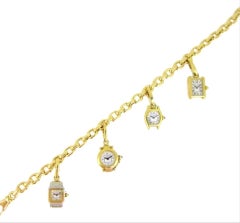 Cartier Yellow Gold Santos Tortue Pasha Tank Watch Charm Link Chain Bracelet