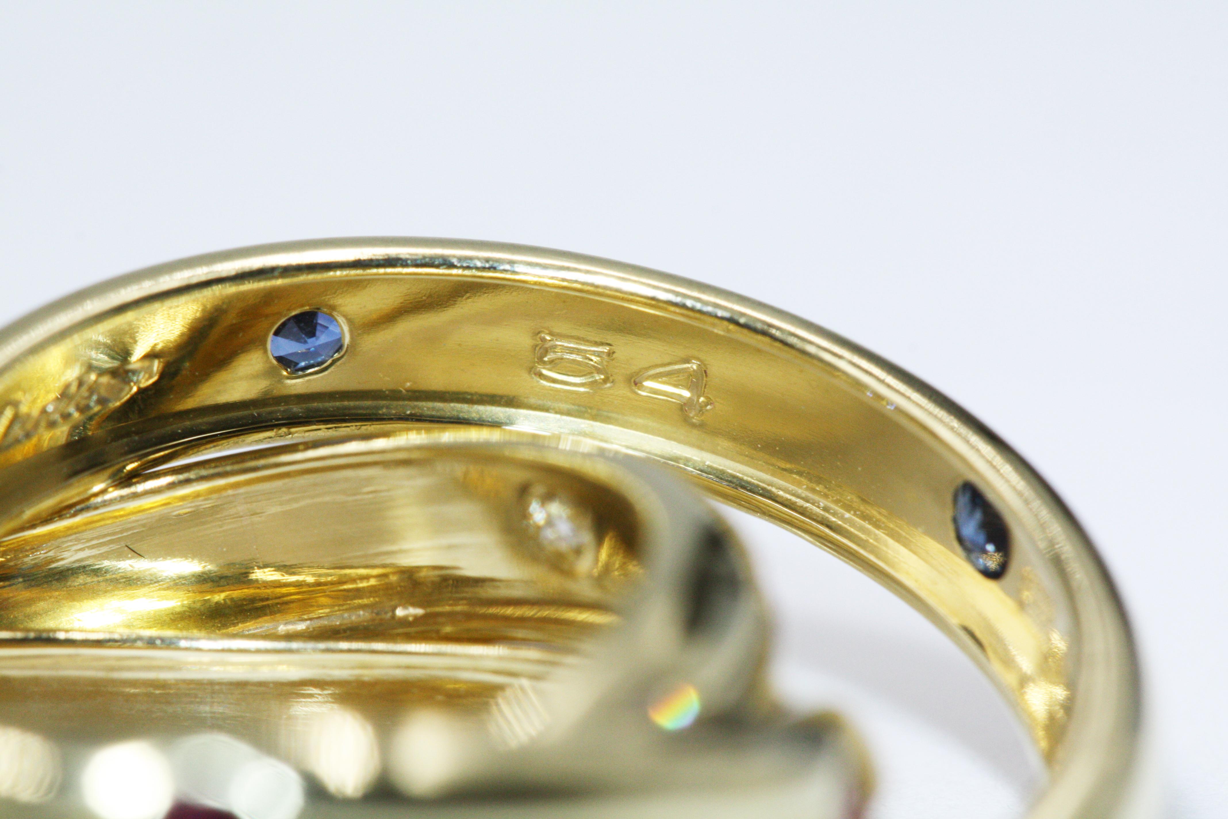 Cartier Yellow Gold Sapphire Diamond Trinity Ring 1